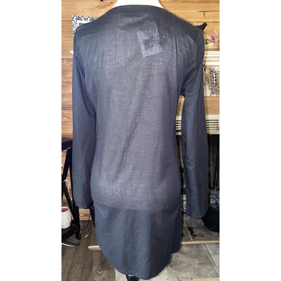 NWT Amanda Blu Blk Ctn Boho Hippie Tunic Ivory Embroidered Sm Lagenlook - Picture 4 of 9